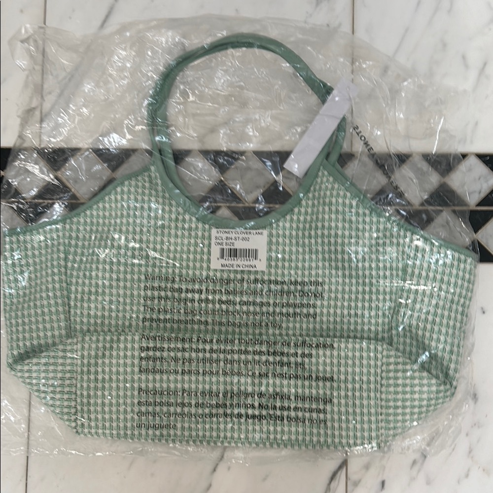 Stoney Clover Lane Scoop Tote-Tweed-Mint-Cherry on Top Collection. - Picture 2 of 9